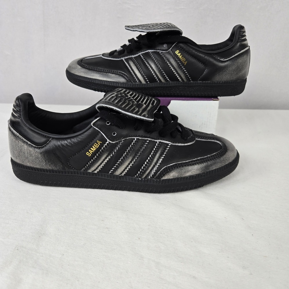 Adidas Samba LT Color Fade Black Silver Leather Sneakers Distressed 9.5 JR5999